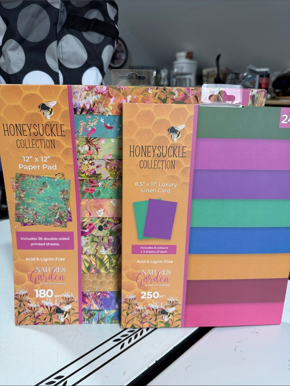 Crafters Companion Honeysuckle Collection Paper Pad and Luxury Linen Card